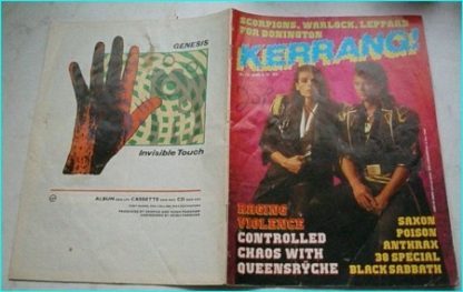 KERRANG 122, June1986 QUEENSRYCHE, big spread on Saxon playing in Athens, Greece