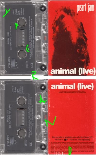 PEARL JAM: Animal (live) tape cassette. Free with the Go CD single UK.  Check video - Yperano Records