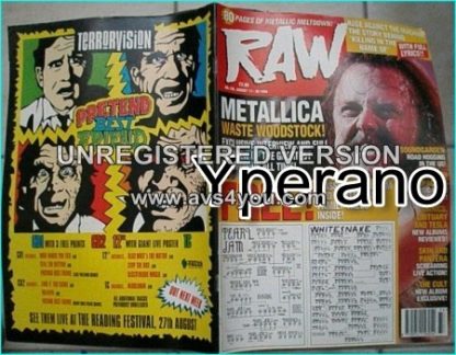 Raw magazine 156, August 1994 Metallica Lars Ulrich, Soundgarden, The Cult, ACDC, Pearl Jam + Whitesnake Family Tree Posters