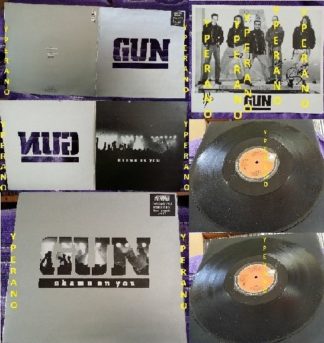 GUN: Shame On You 12" Gatefold. + fully signed autographed photo & US Tour Laminate. + "Money" extended. Check video