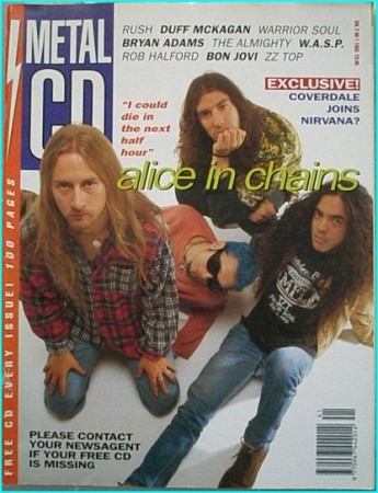 Metal CD vol 2 No 1 magazine. RARE Alice in Chains, Rush, Dio, Fight, Warrior Soul, Bryan Adams, The Almighty, W.A.S.P.