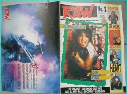 Raw magazine 2 September 1988 Slayer on cover, Vixen, Dee Snider, David lee Roth, Heart, Dio, Onslaught, Kiss, Great White, Rush