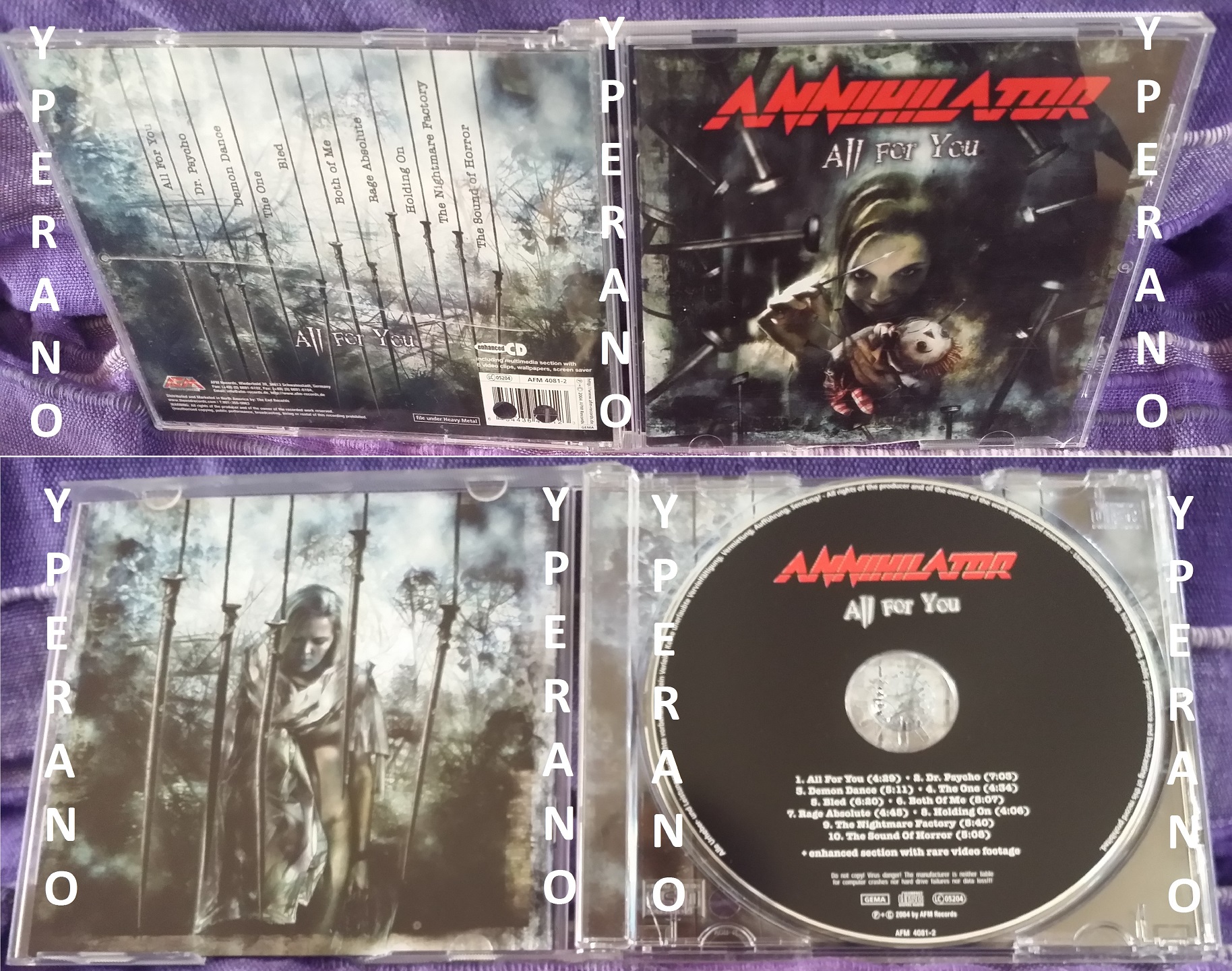 ANNIHILATOR: All for You CD Enhanced with rare video footage (6 clips)  Dream Theater drummer!! Check videos - Yperano Records