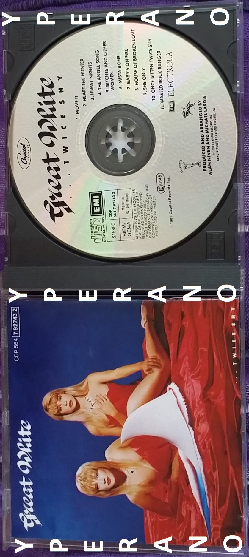 Great White Twice Shy Cd Original 1st Issue 19 Once Bitten Twice Shy House Of Broken Love The Angel Song Mistah Bone Great Rockers Ballads Check Videos Yperano Records