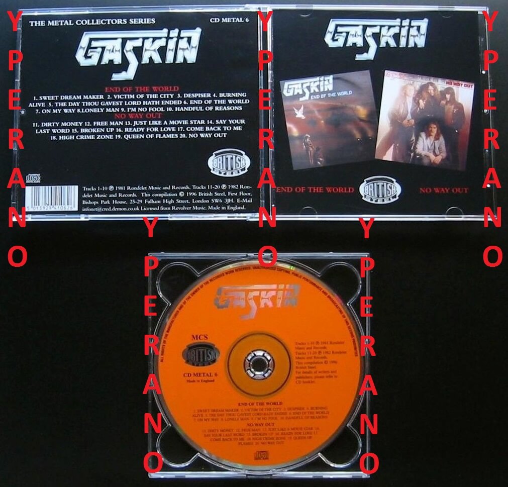 Gaskin End Of The World No Way Out Cd Rare N W O B H M Songs Very Good Lyrics Lars Ulrich Loves Them Check Audio Yperano Records