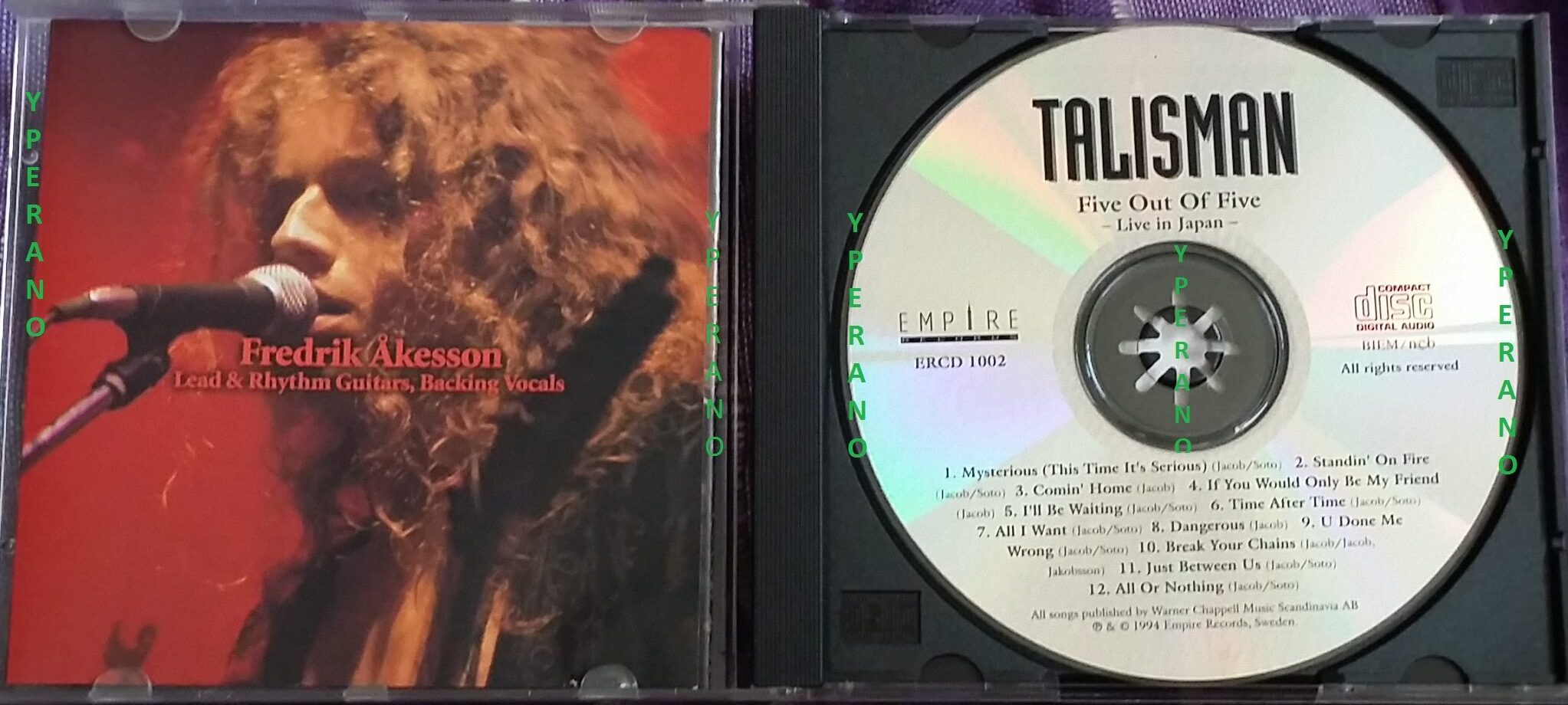 TALISMAN: Five out of five live in Japan CD Empire Records 1994