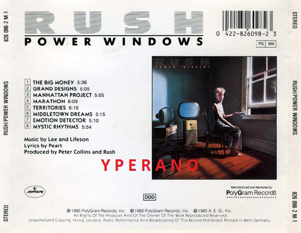 Rush Power Windows Vinilo Nuevo Musicovinyl
